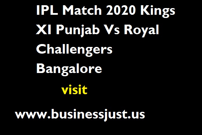 IPL Match 2020 Kings XI Punjab Vs Royal Challengers Bangalore